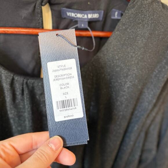 VERONICA BEARD NWT Jeremiah Long-Sleeve Ruched Mini Dress Black Size Large $298 - Picture 3 of 8